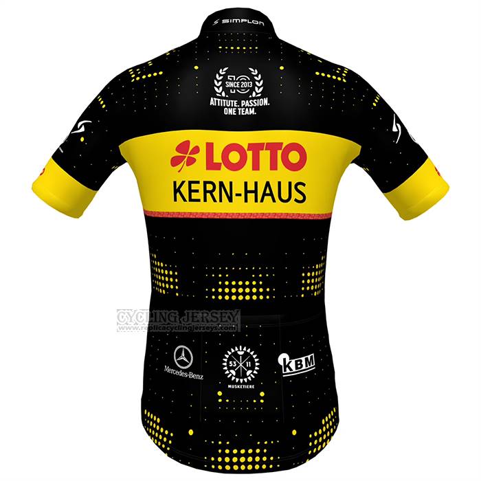 2023 Cycling Jersey Lotto-kern Haus Black Yellow Short Sleeve And Bib Short